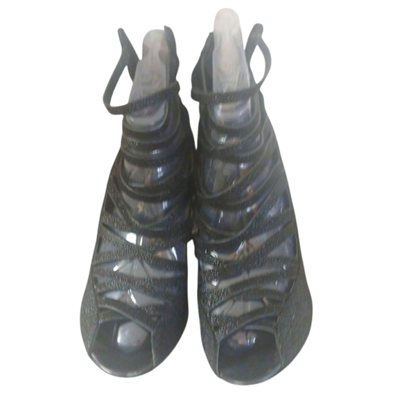 Rebecca Minkoff Beaded Black Stiletto Heeled Sandals Size 8 - Picture 2 of 9